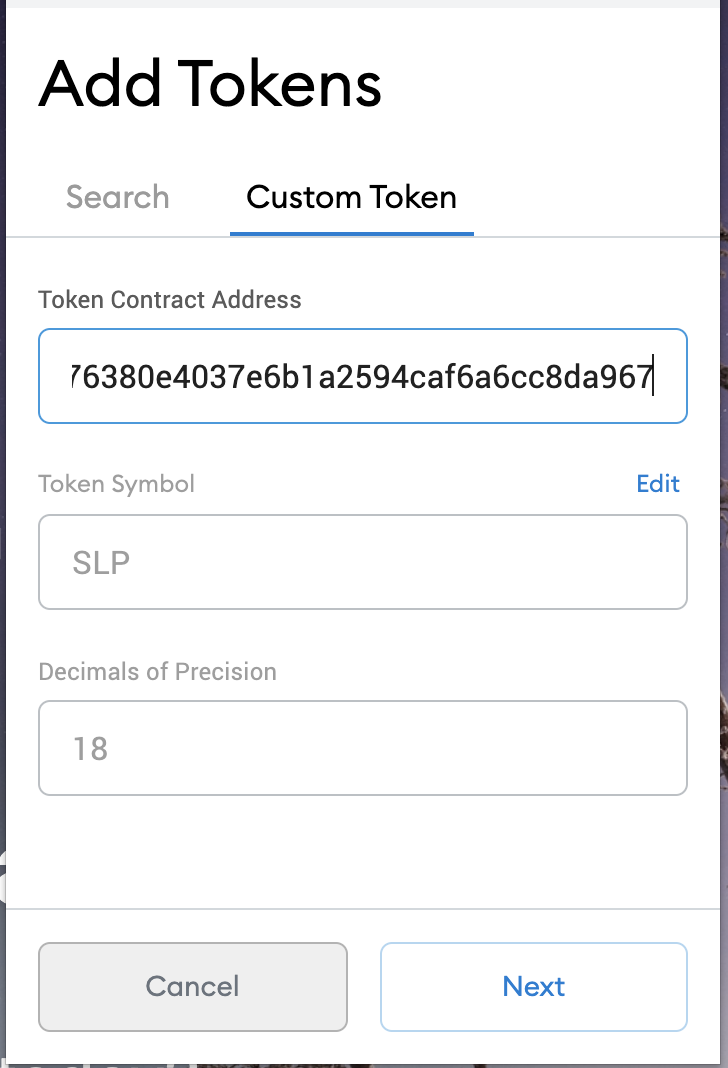 which address do i copy when sending tokens to metamask