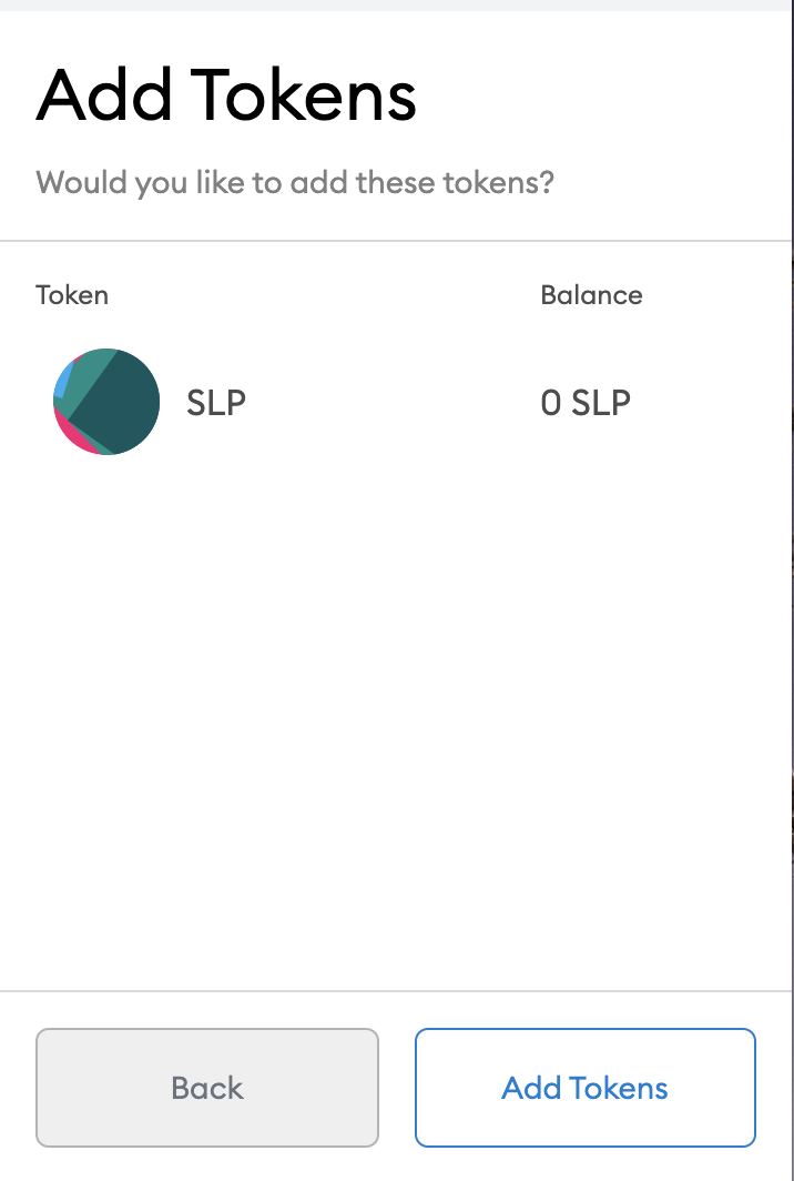 Confirm Token Add